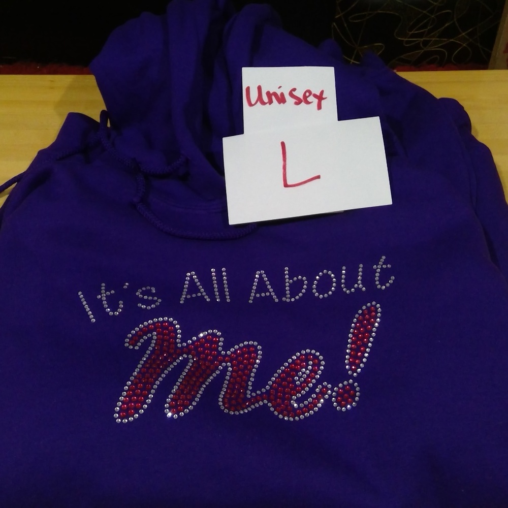 Purple Its all about me Bling hoodie